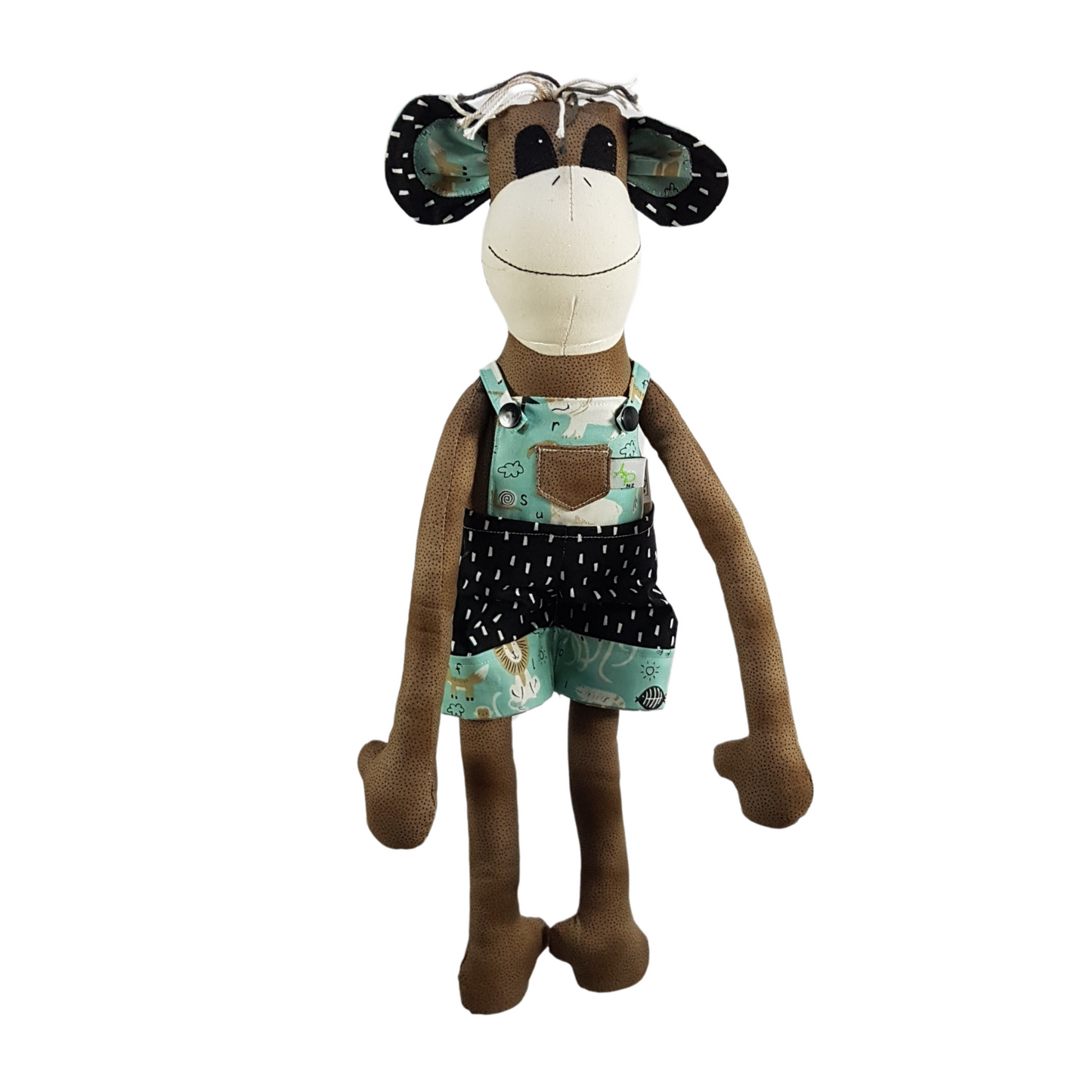 Children's Baby Carrier with Monkey - Teal & Chocolate