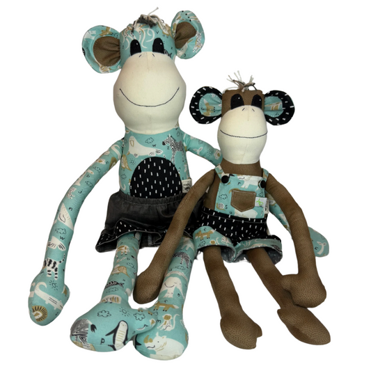 Children's Baby Carrier with Monkey - Teal & Chocolate