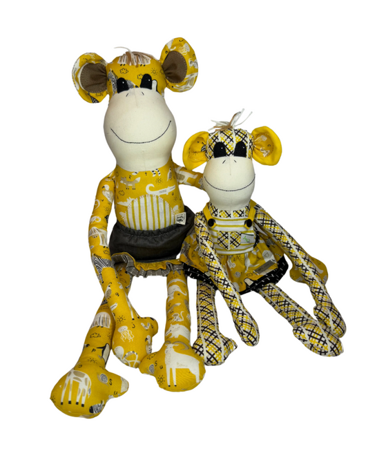 Children's Baby Carrier with Monkey - Yellow & Grey