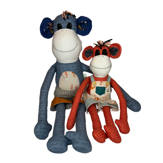 Children's Baby Carrier with Monkey - Fox Orange & Denim