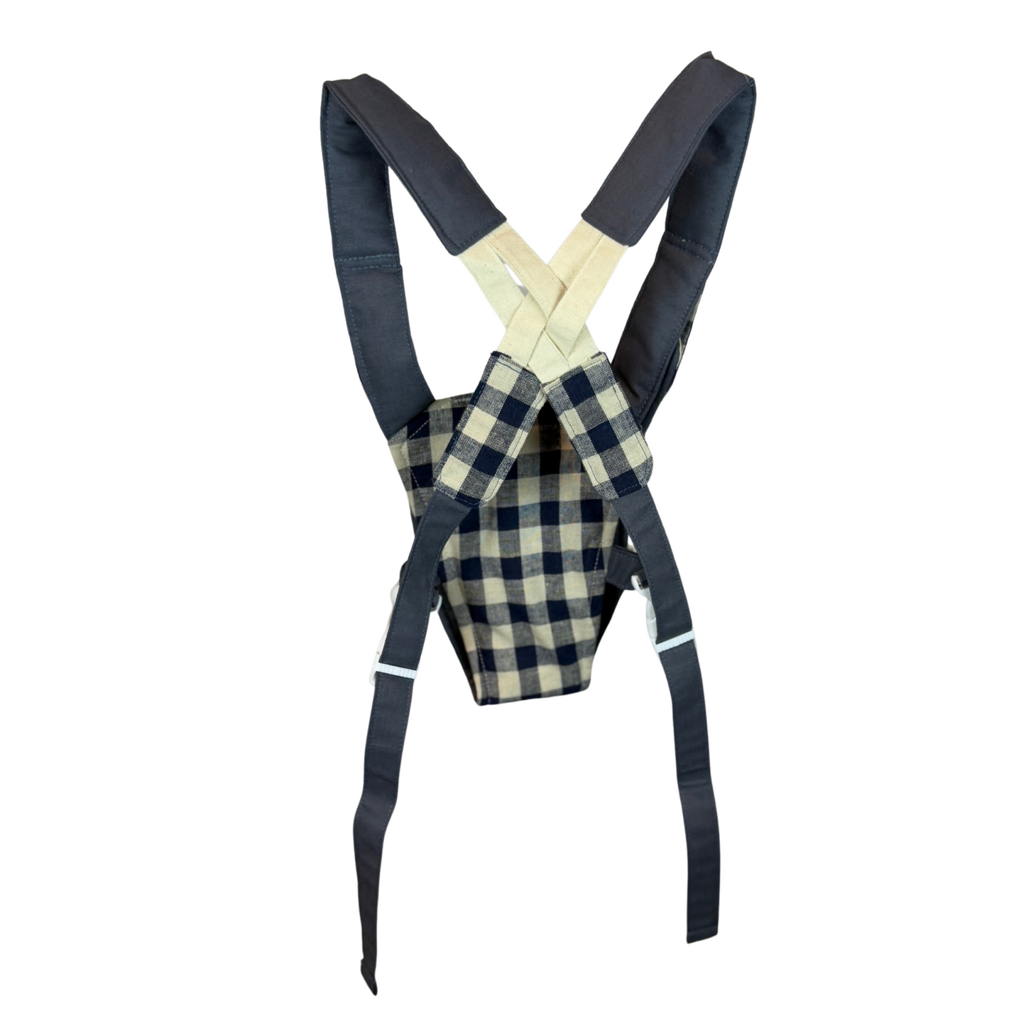 Children's Baby Carrier with Monkey - Blue Gingham