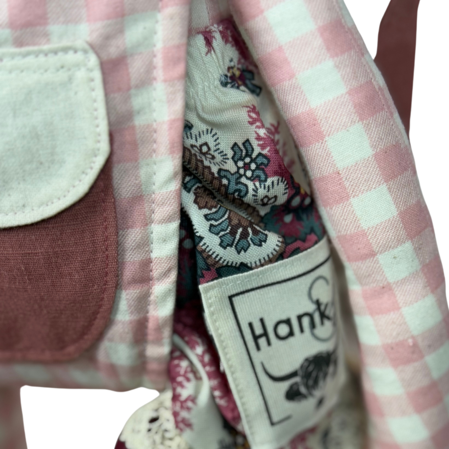 Children's Baby Carrier with Monkey - Pink Gingham