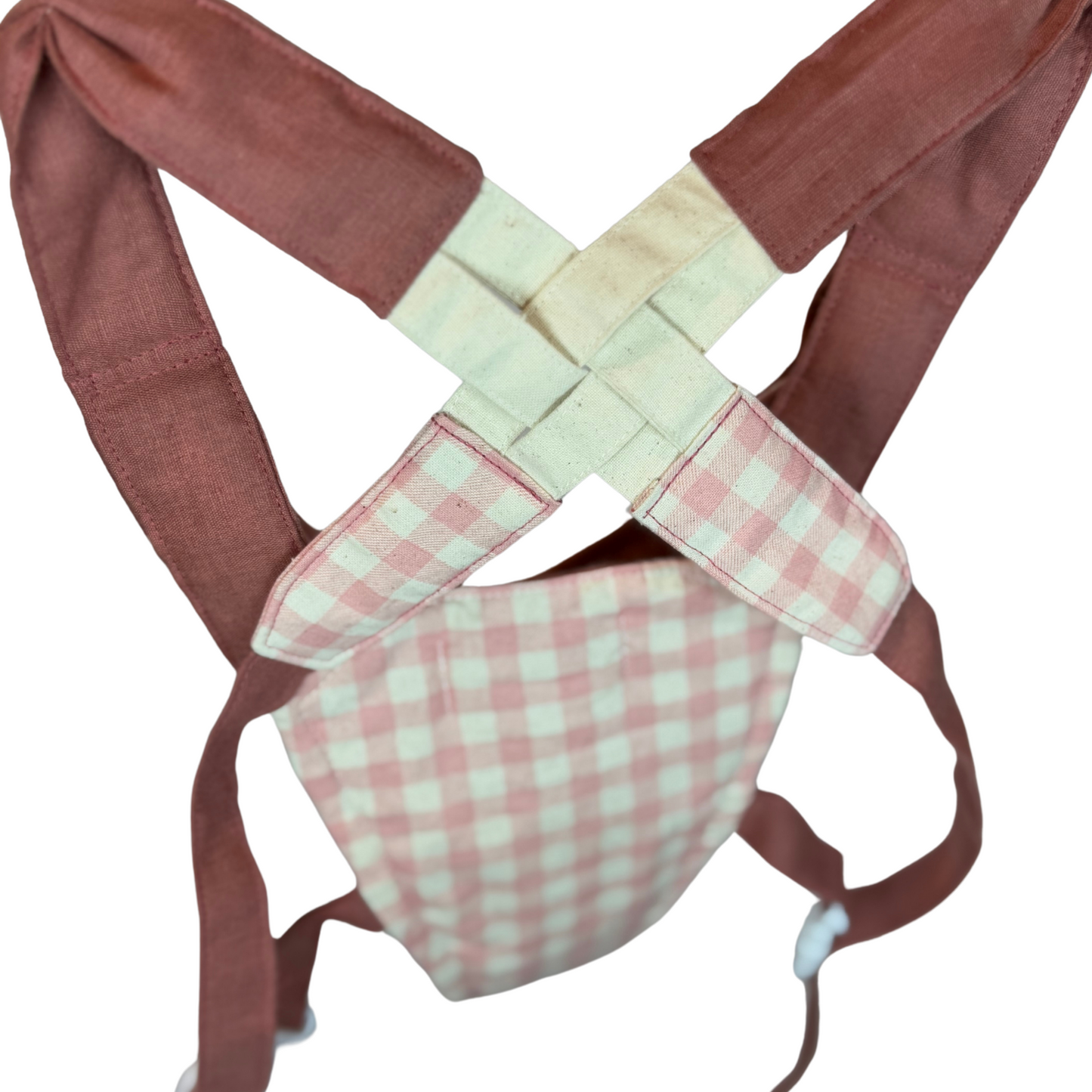 Children's Baby Carrier with Monkey - Pink Gingham