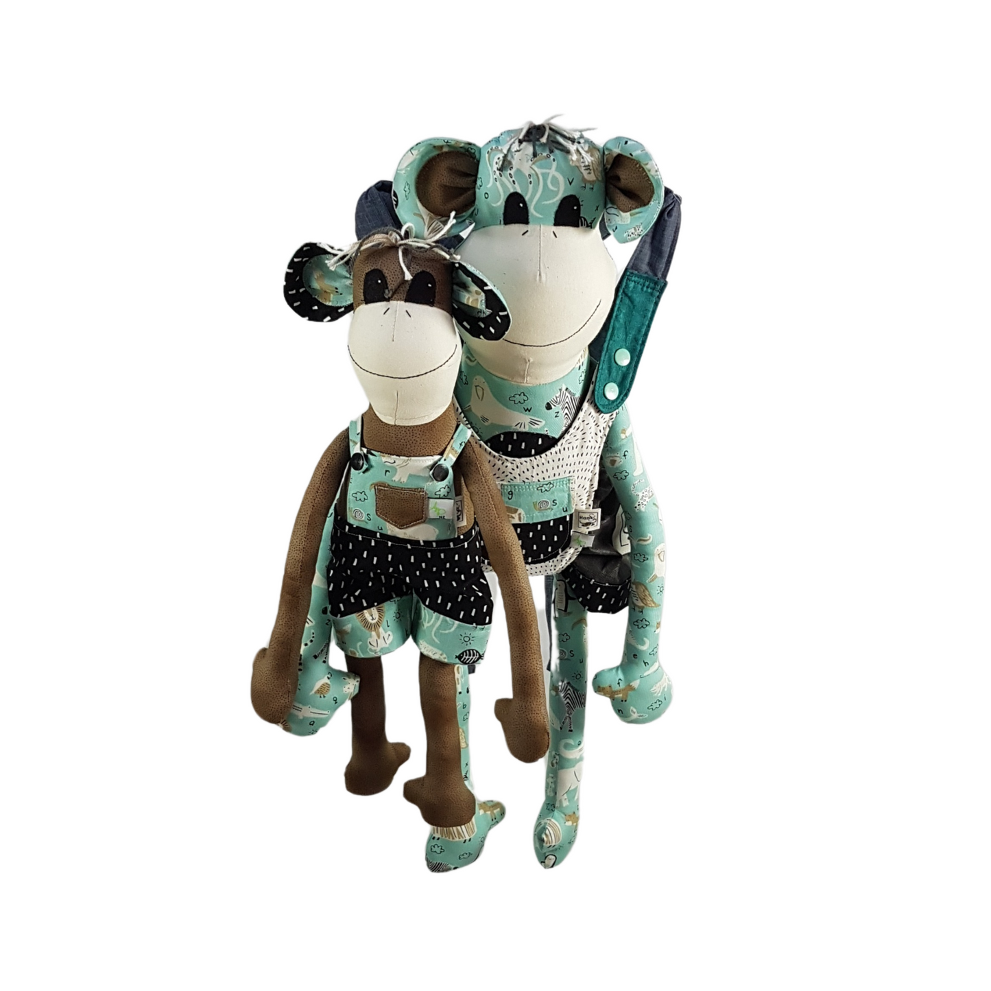Children's Baby Carrier with Monkey - Teal & Chocolate