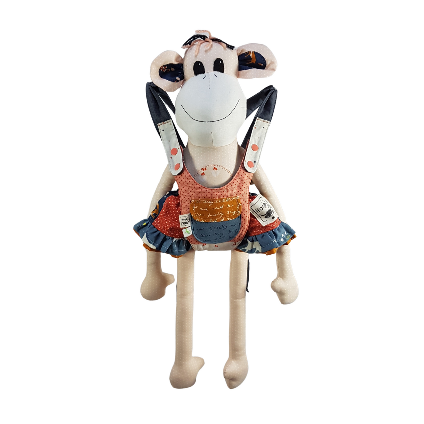 Children's Baby Carrier with Monkey - Fox Orange & Denim