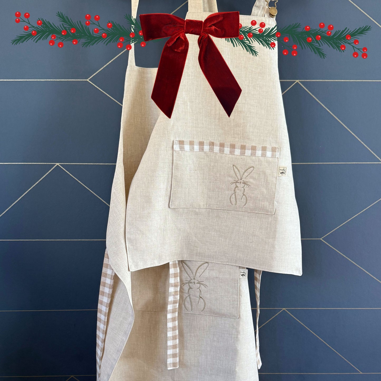 Little Baker's Linen Apron | Christmas Set (Adult & Children's)