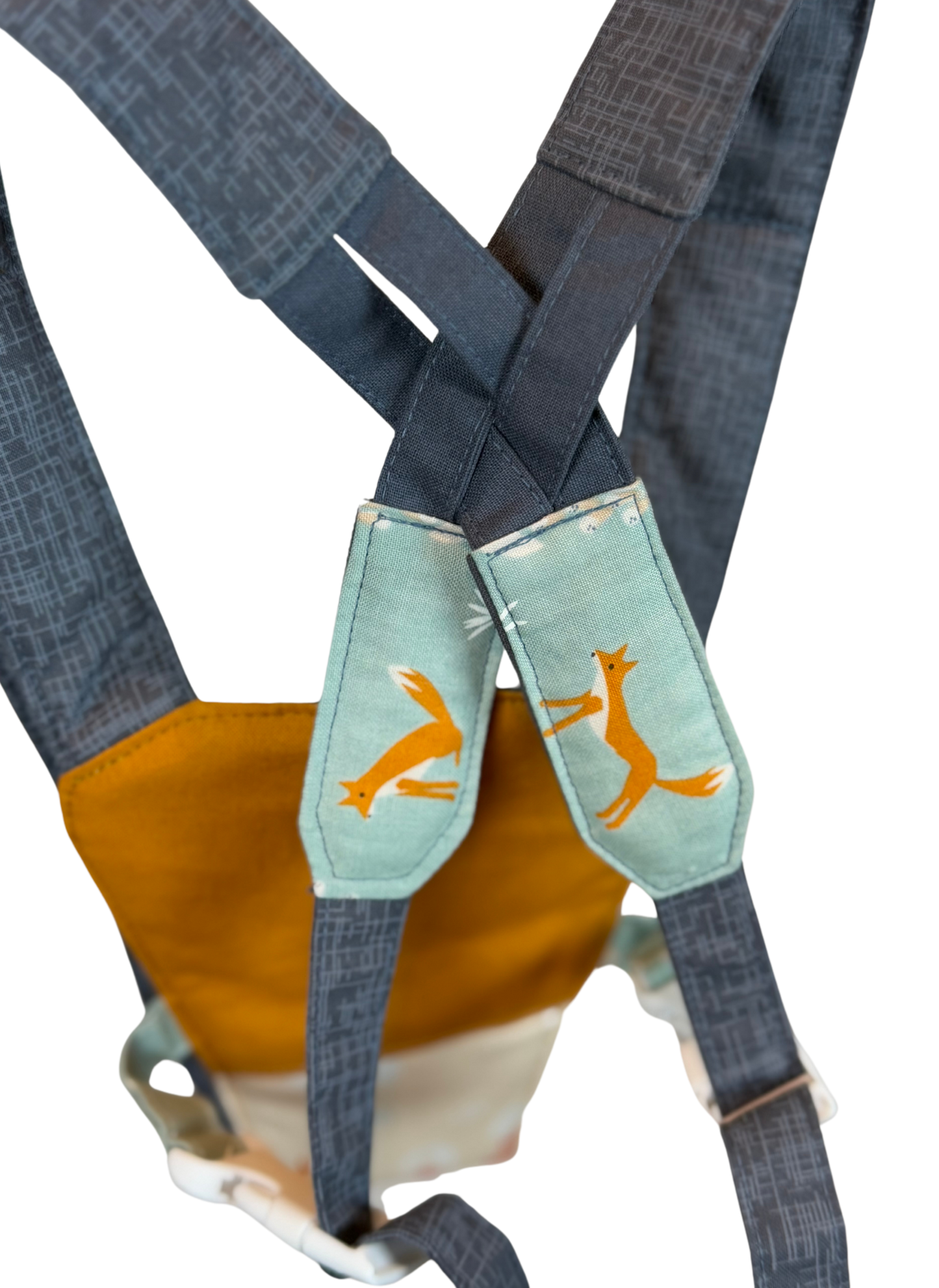Children's Baby Carrier with Monkey - Fox Orange & Denim