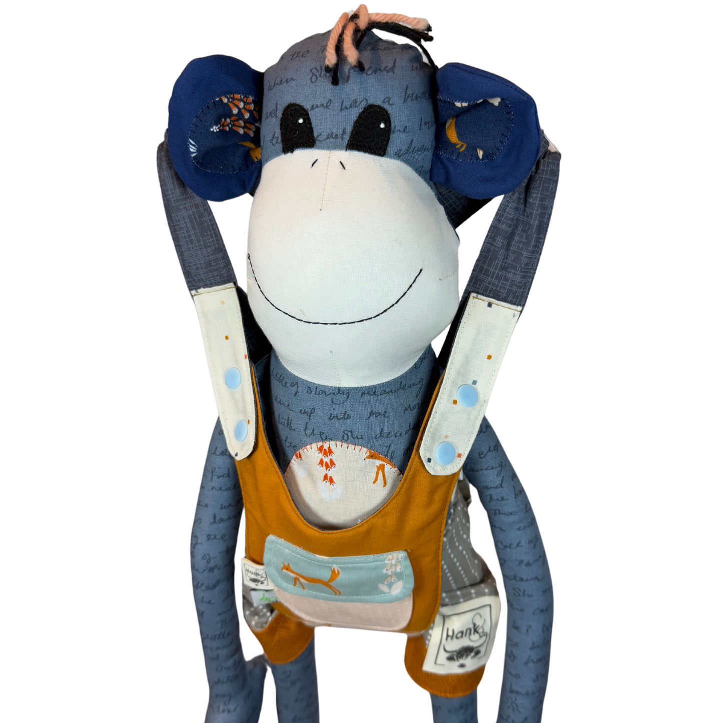 Children's Baby Carrier with Monkey - Fox Orange & Denim