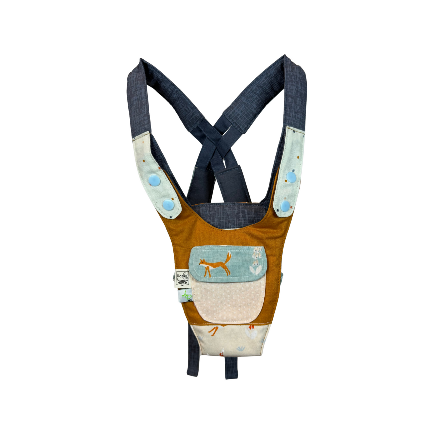 Children's Baby Carrier with Monkey - Fox Orange & Denim