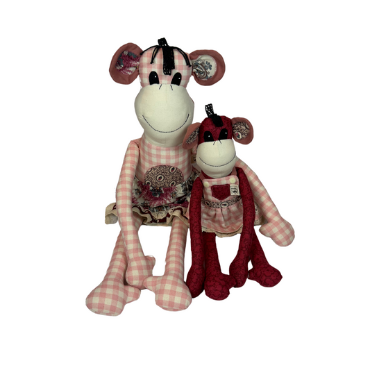 Children's Baby Carrier with Monkey - Pink Gingham