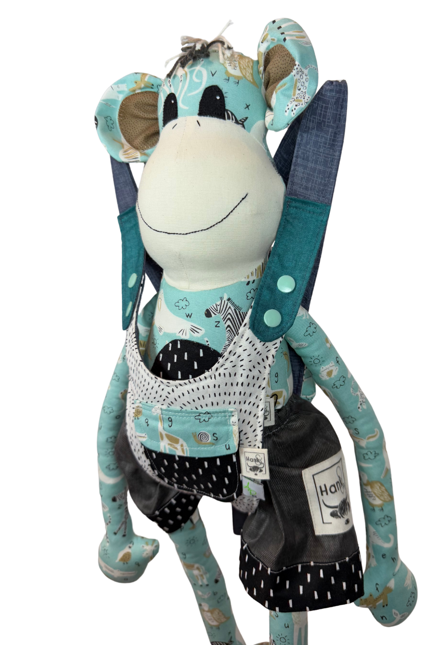 Children's Baby Carrier with Monkey - Teal & Chocolate