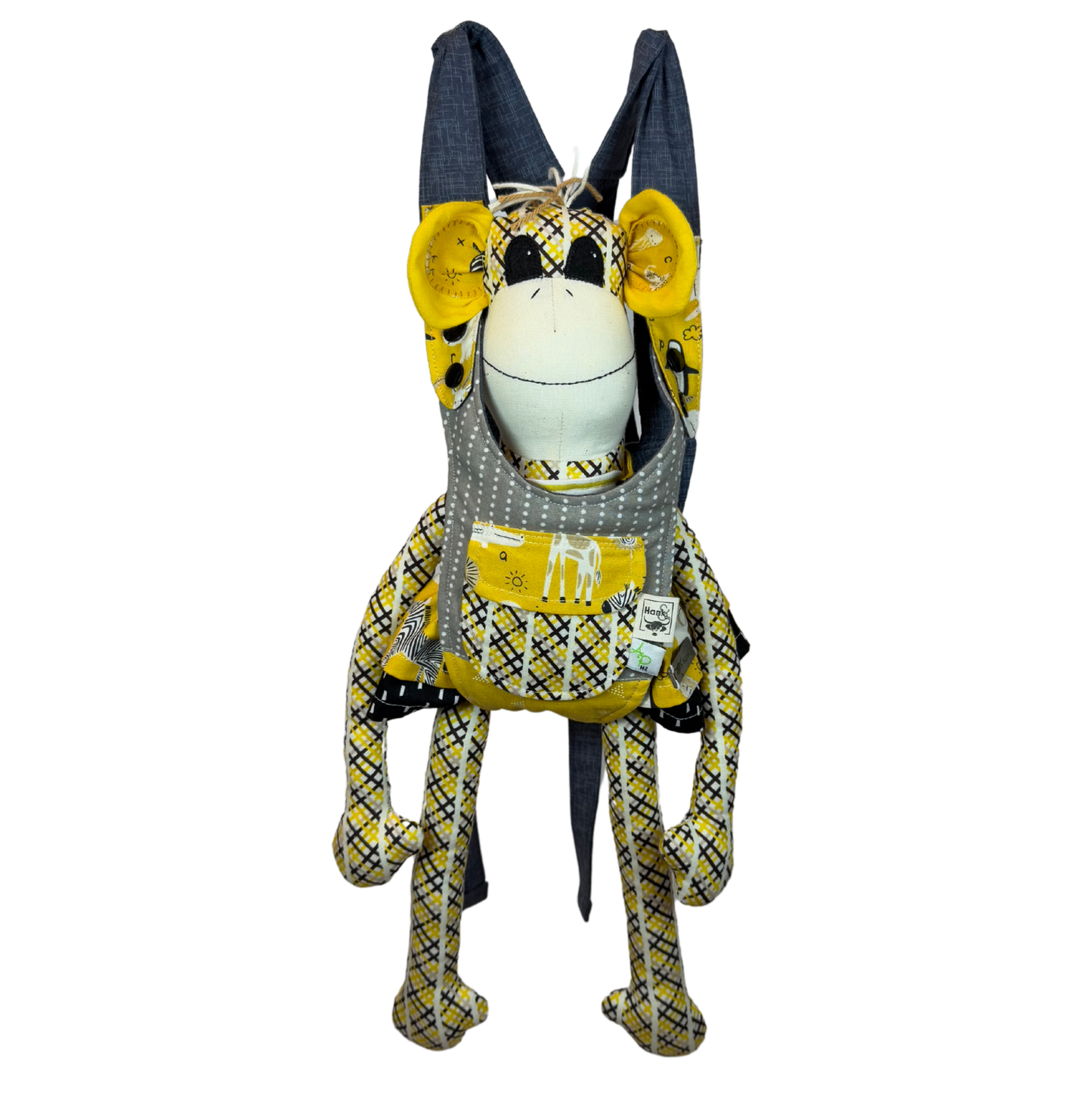 Children's Baby Carrier with Monkey - Yellow & Grey