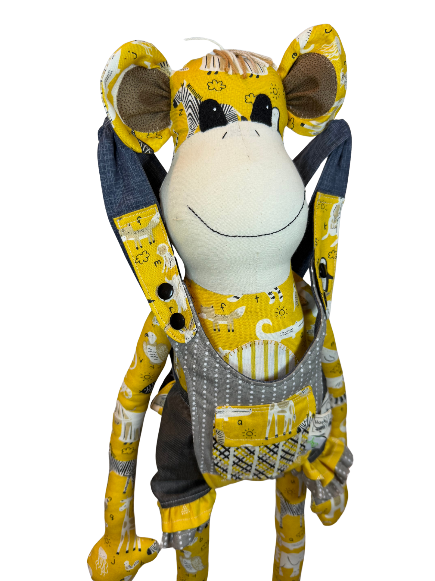 Children's Baby Carrier with Monkey - Yellow & Grey